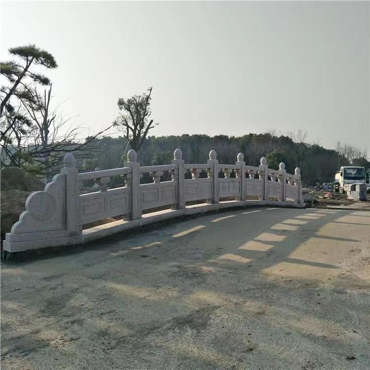 订做汉白玉河道景区寺庙石栏杆加工花岗岩护栏石雕效果图 (3)