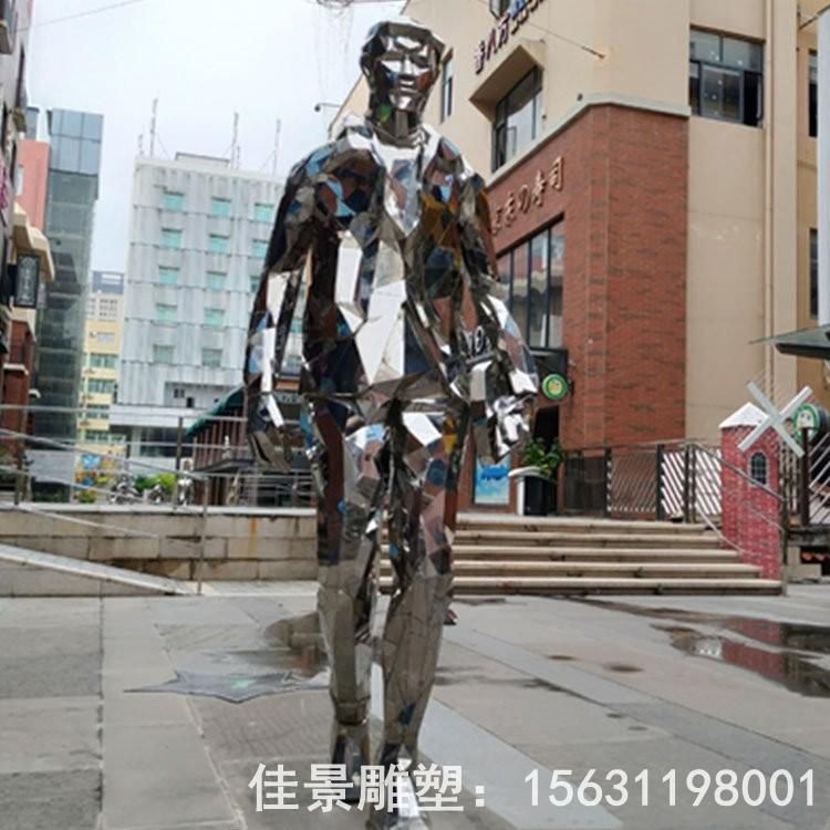 不锈钢镂空几何人体雕塑