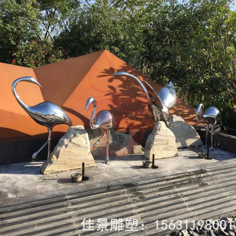 不锈钢仙鹤城市雕塑