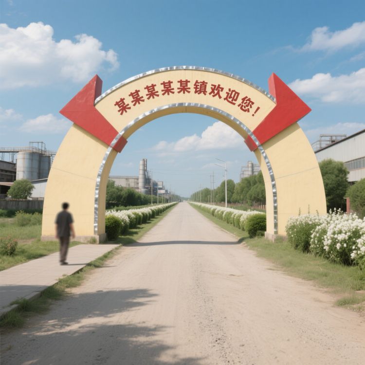 乡村入口拱门 不锈钢景观雕塑厂家