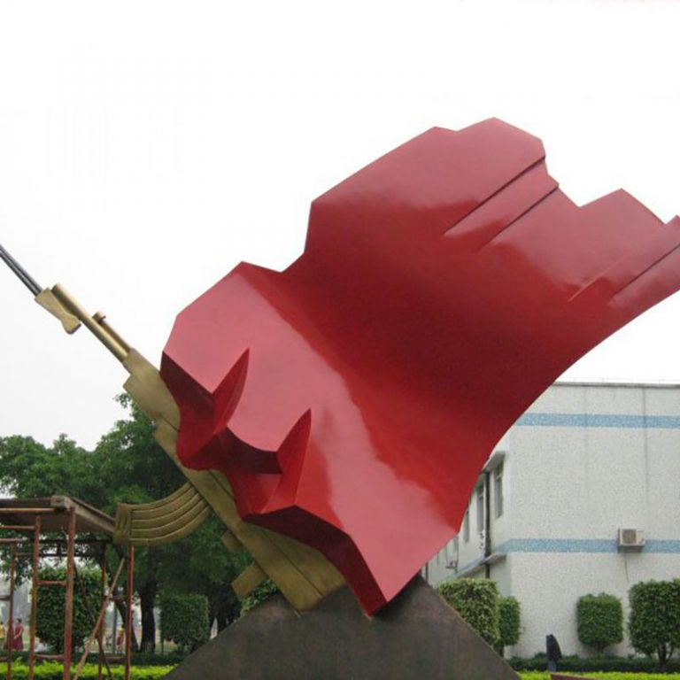 彩绘不锈钢党 旗景区雕塑