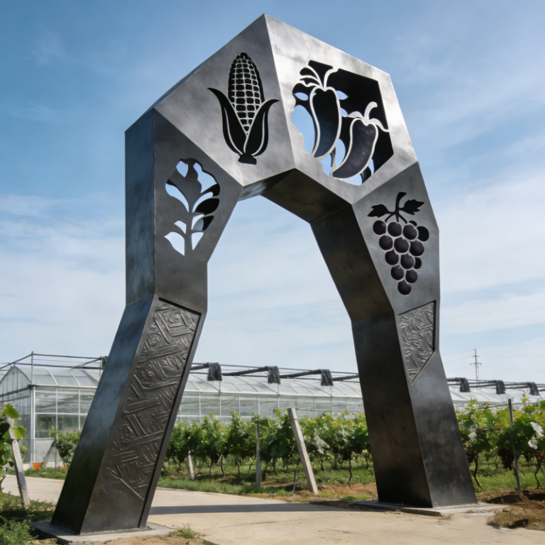 农业园不锈钢拱门雕塑