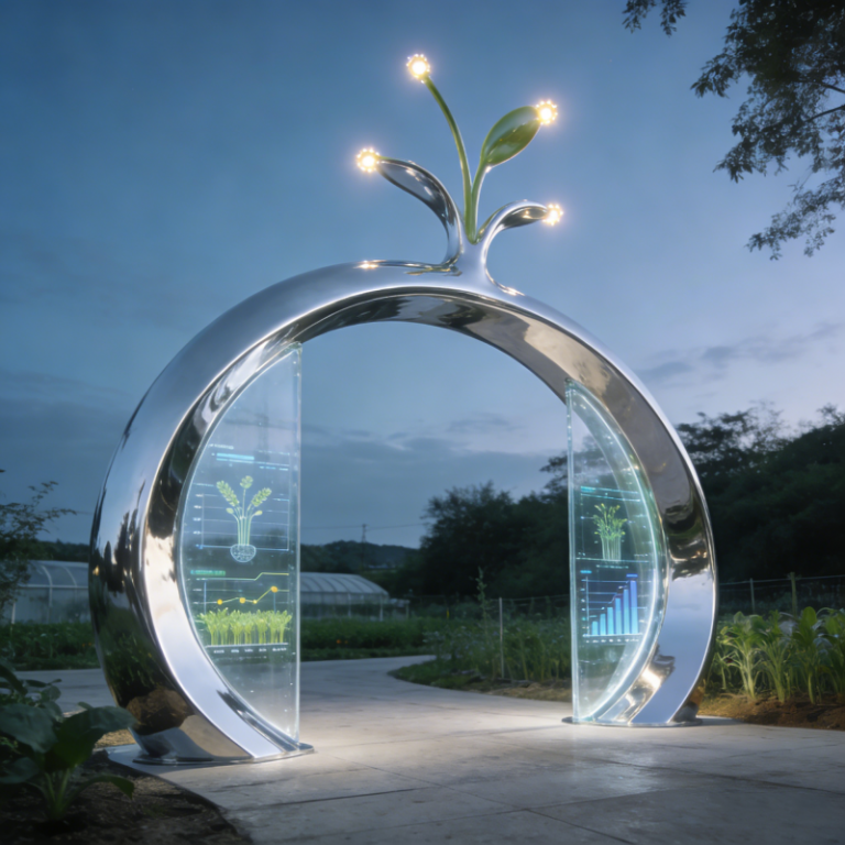 镜面不锈钢农业园拱门雕塑