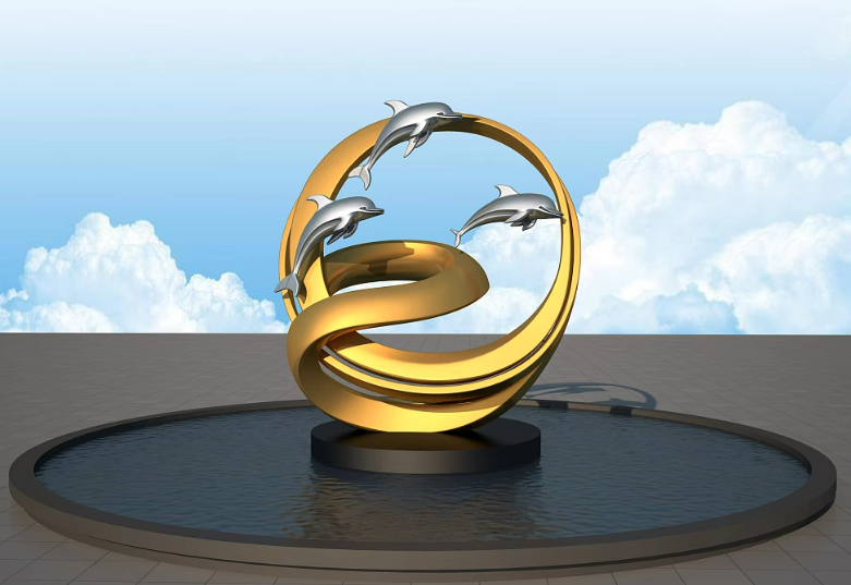 不锈钢海豚雕塑